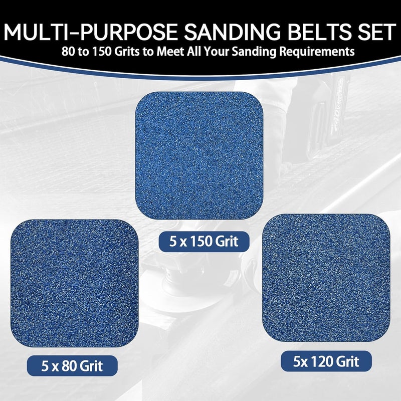 Clebay 3x21 Inch Sanding Belts 15 Pcs (3 Grit, 5 Each of 80, 120, 150 Grits) Heavy Duty Belt Sander Zirconia Belt Sander Paper for Wood, Metal, Stainless Steel, Automotive, and Furniture - Image 4